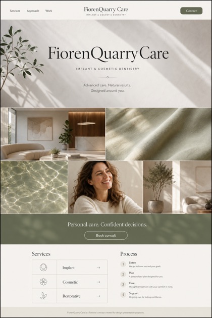 Healthcare website design for United States, showing a clear opening, service information, supporting content, and a focused inquiry action.