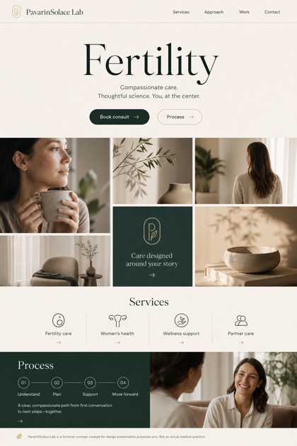 Healthcare website design for United States, showing a clear opening, service information, supporting content, and a focused inquiry action.