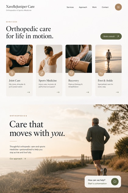 Healthcare website design for United States, showing a clear opening, service information, supporting content, and a focused inquiry action.