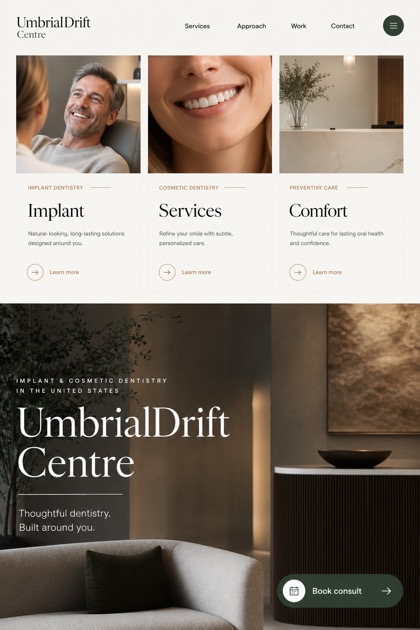 Healthcare website design for United States, showing a clear opening, service information, supporting content, and a focused inquiry action.