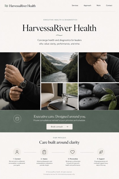 Healthcare website design for United States, showing a clear opening, service information, supporting content, and a focused inquiry action.