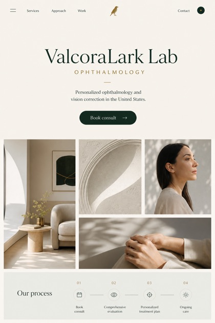 Healthcare website design for United States, showing a clear opening, service information, supporting content, and a focused inquiry action.