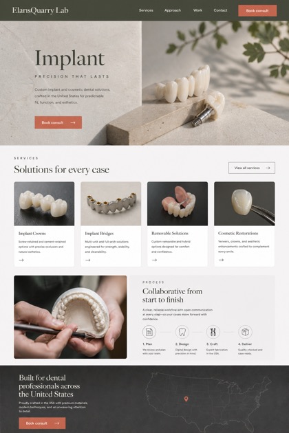 Healthcare website design for United States, showing a clear opening, service information, supporting content, and a focused inquiry action.