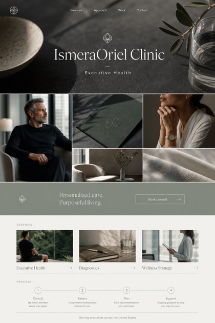 Healthcare website design for United States, showing a clear opening, service information, supporting content, and a focused inquiry action.