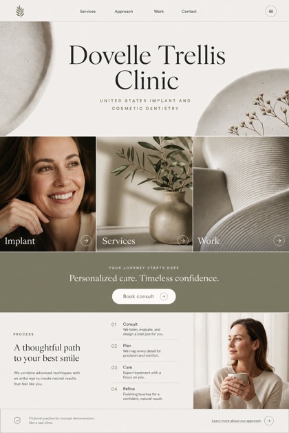 Healthcare website design for United States, showing a clear opening, service information, supporting content, and a focused inquiry action.