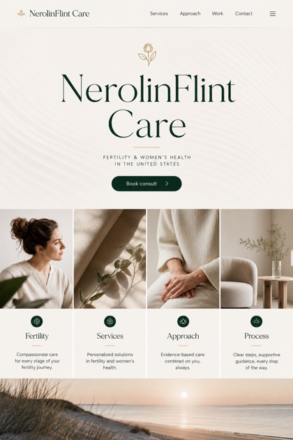 Healthcare website design for United States, showing a clear opening, service information, supporting content, and a focused inquiry action.