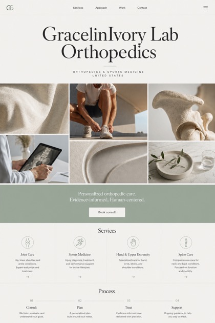 Healthcare website design for United States, showing a clear opening, service information, supporting content, and a focused inquiry action.