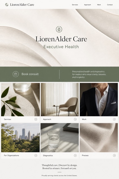 Healthcare website design for United States, showing a clear opening, service information, supporting content, and a focused inquiry action.