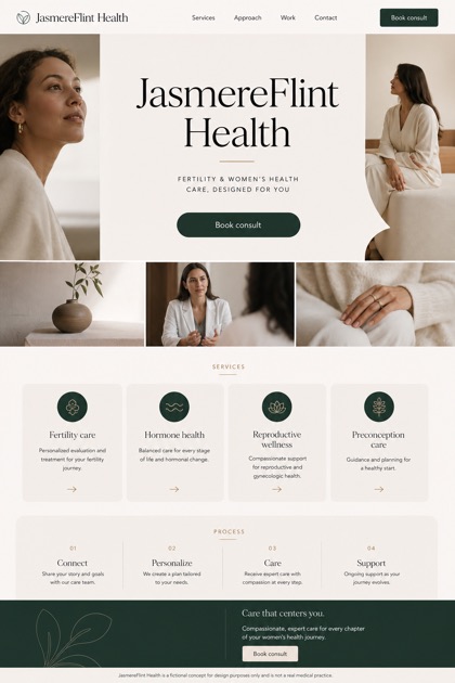 Healthcare website design for United States, showing a clear opening, service information, supporting content, and a focused inquiry action.
