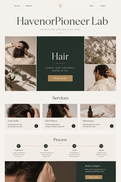 Healthcare website design for United States, showing a clear opening, service information, supporting content, and a focused inquiry action.