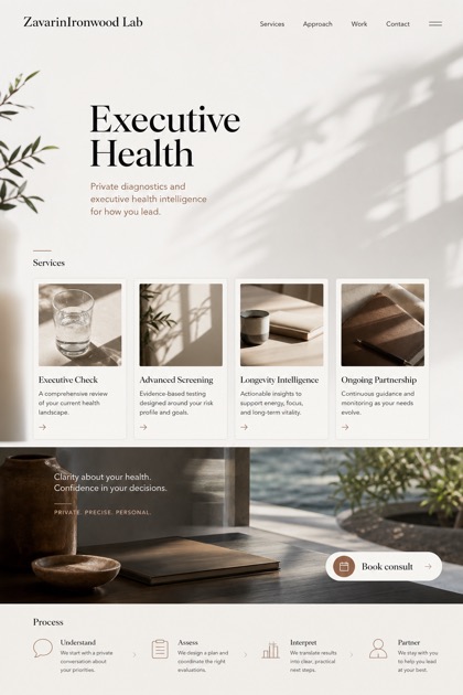 Healthcare website design for United States, showing a clear opening, service information, supporting content, and a focused inquiry action.