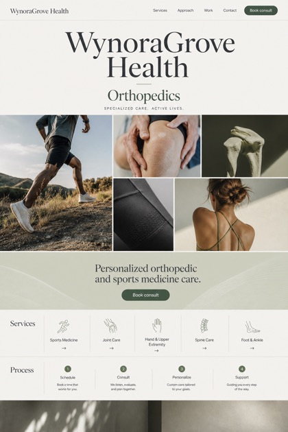 Healthcare website design for United States, showing a clear opening, service information, supporting content, and a focused inquiry action.