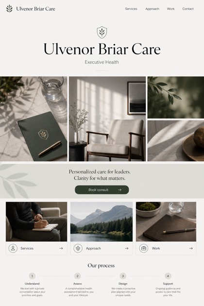 Healthcare website design for United States, showing a clear opening, service information, supporting content, and a focused inquiry action.