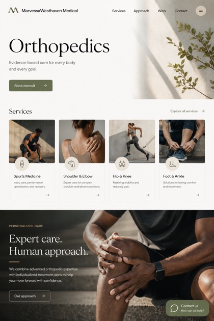 Healthcare website design for United States, showing a clear opening, service information, supporting content, and a focused inquiry action.
