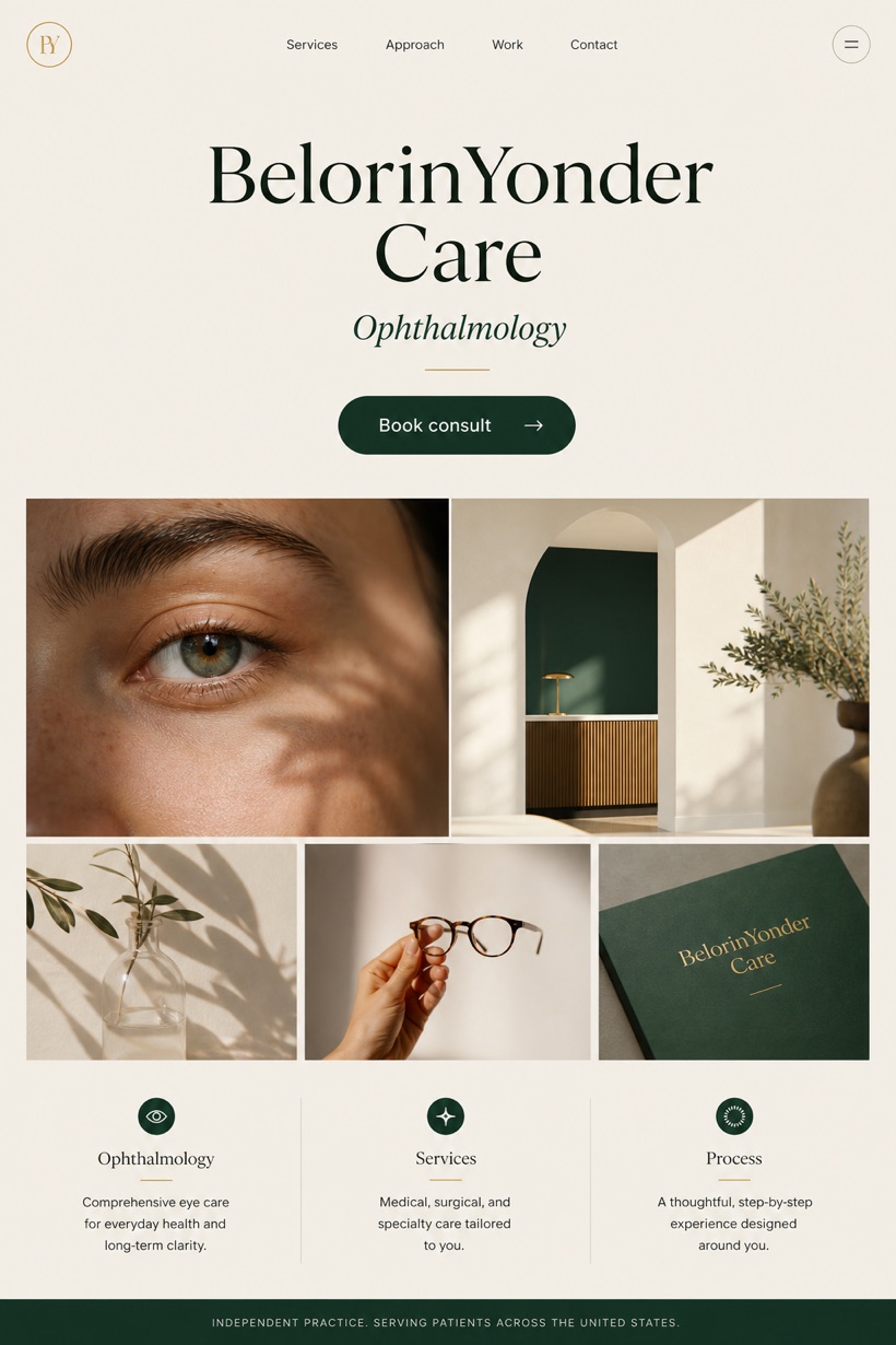 Healthcare website design for United States, showing a clear opening, service information, supporting content, and a focused inquiry action.