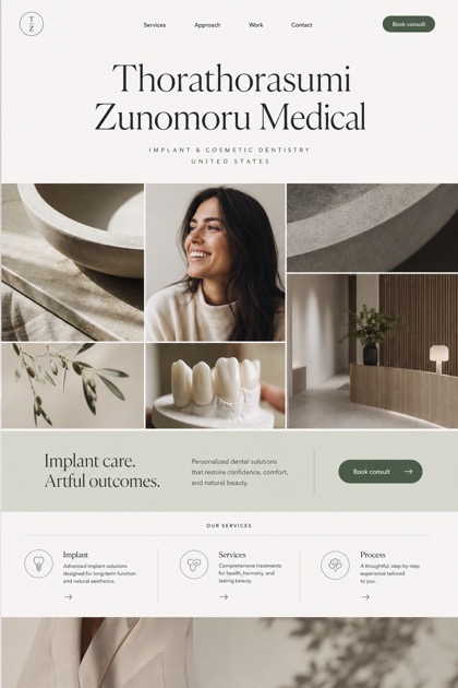 Healthcare website design for United States, showing a clear opening, service information, supporting content, and a focused inquiry action.