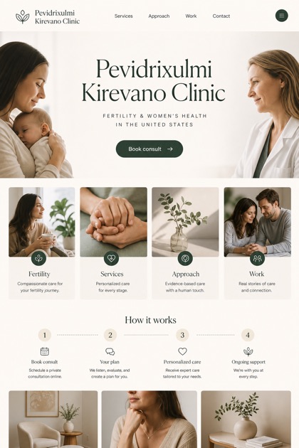 Healthcare website design for United States, showing a clear opening, service information, supporting content, and a focused inquiry action.