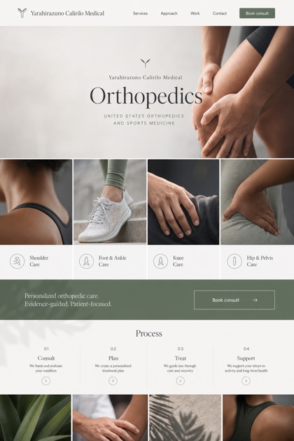 Healthcare website design for United States, showing a clear opening, service information, supporting content, and a focused inquiry action.