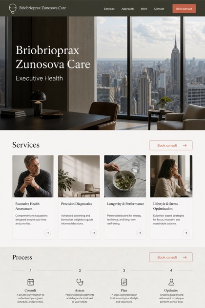 Healthcare website design for United States, showing a clear opening, service information, supporting content, and a focused inquiry action.