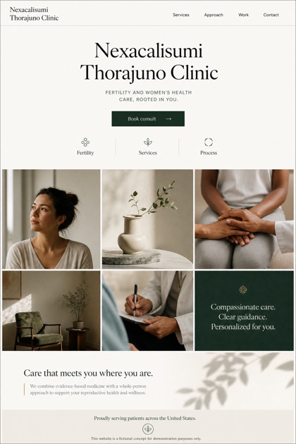 Healthcare website design for United States, showing a clear opening, service information, supporting content, and a focused inquiry action.