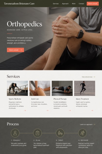 Healthcare website design for United States, showing a clear opening, service information, supporting content, and a focused inquiry action.