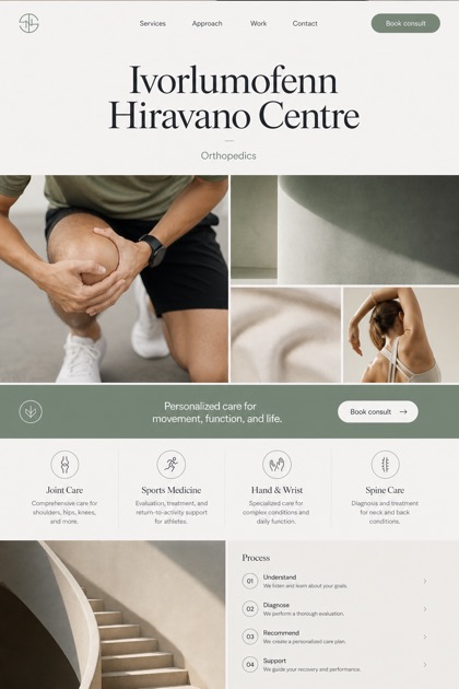 Healthcare website design for United States, showing a clear opening, service information, supporting content, and a focused inquiry action.