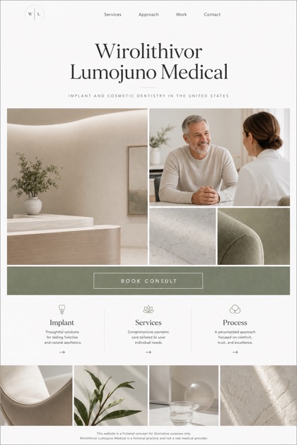 Healthcare website design for United States, showing a clear opening, service information, supporting content, and a focused inquiry action.
