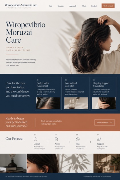 Healthcare website design for United States, showing a clear opening, service information, supporting content, and a focused inquiry action.