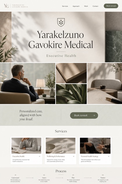 Healthcare website design for United States, showing a clear opening, service information, supporting content, and a focused inquiry action.