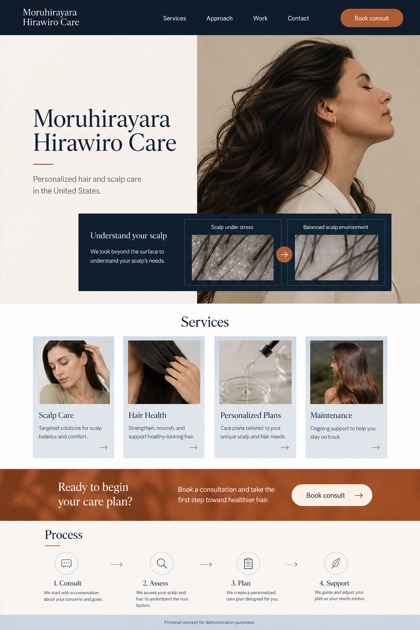Healthcare website design for United States, showing a clear opening, service information, supporting content, and a focused inquiry action.
