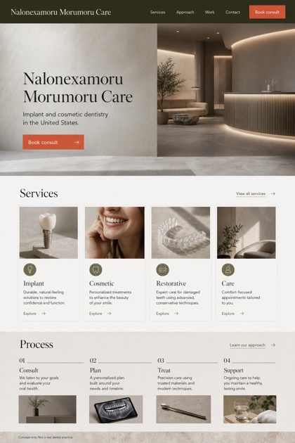 Healthcare website design for United States, showing a clear opening, service information, supporting content, and a focused inquiry action.