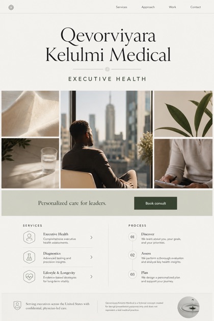 Healthcare website design for United States, showing a clear opening, service information, supporting content, and a focused inquiry action.