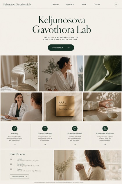 Healthcare website design for United States, showing a clear opening, service information, supporting content, and a focused inquiry action.
