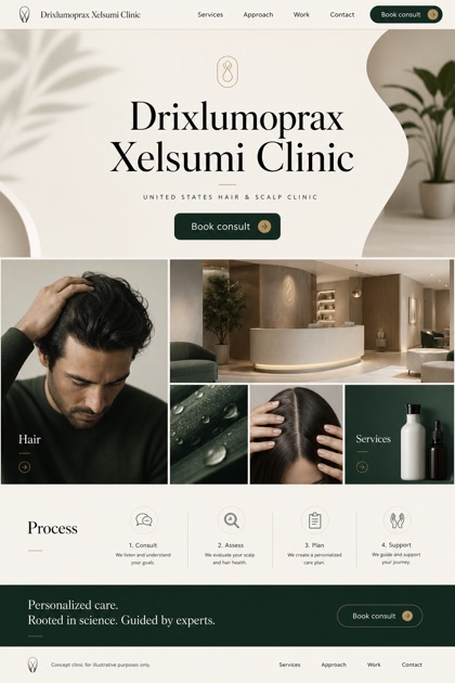 Healthcare website design for United States, showing a clear opening, service information, supporting content, and a focused inquiry action.