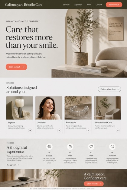 Healthcare website design for United States, showing a clear opening, service information, supporting content, and a focused inquiry action.