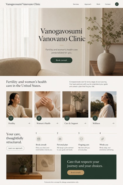 Healthcare website design for United States, showing a clear opening, service information, supporting content, and a focused inquiry action.