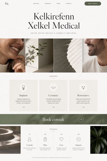 Healthcare website design for United States, showing a clear opening, service information, supporting content, and a focused inquiry action.