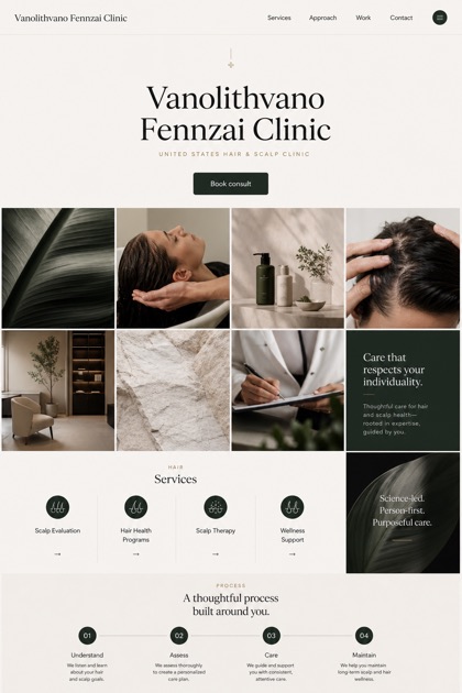 Healthcare website design for United States, showing a clear opening, service information, supporting content, and a focused inquiry action.