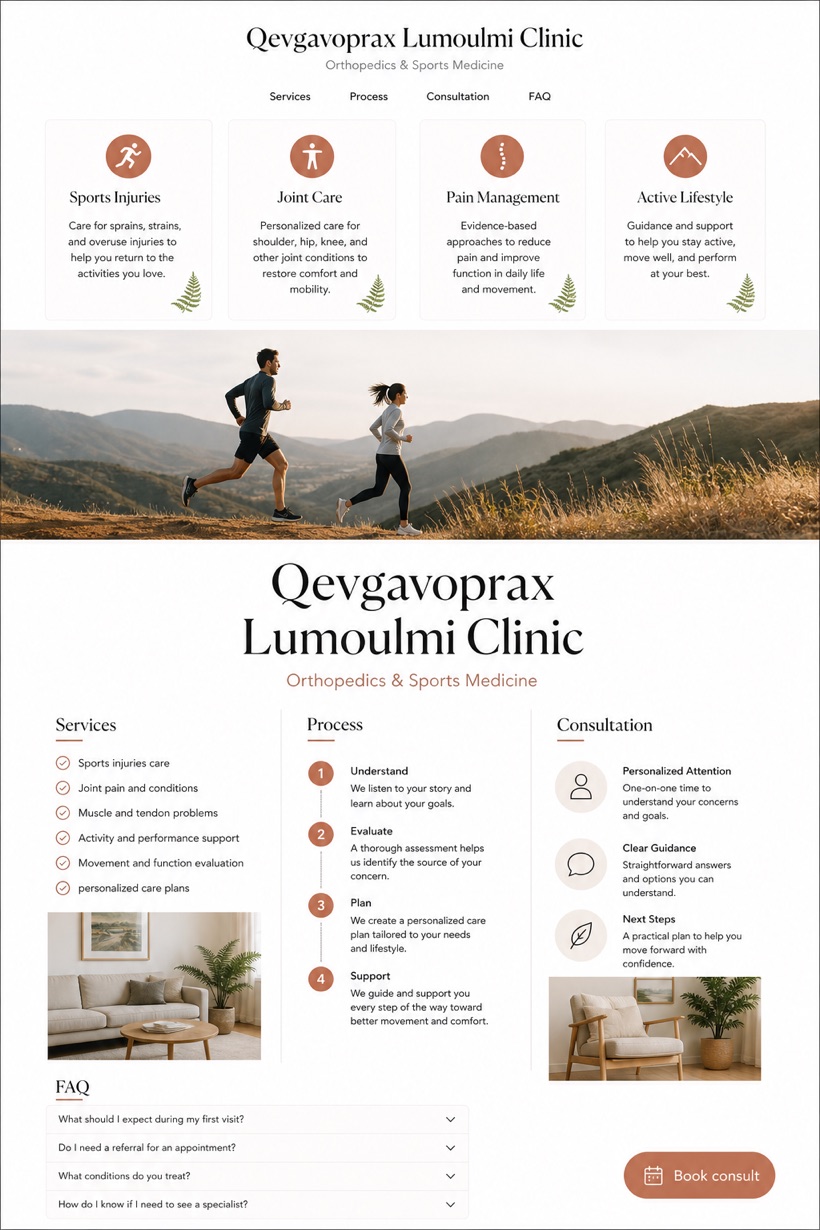 Healthcare website design for United States, showing a clear opening, service information, supporting content, and a focused inquiry action.