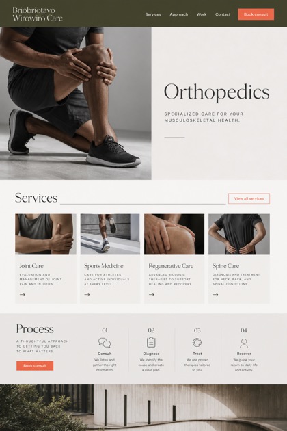Healthcare website design for United States, showing a clear opening, service information, supporting content, and a focused inquiry action.