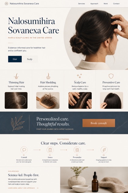Healthcare website design for United States, showing a clear opening, service information, supporting content, and a focused inquiry action.