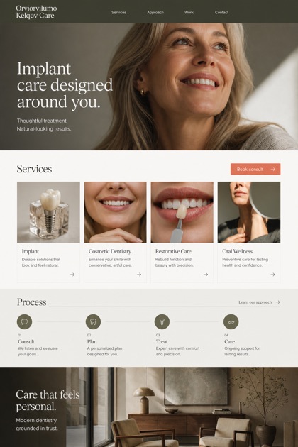 Healthcare website design for United States, showing a clear opening, service information, supporting content, and a focused inquiry action.