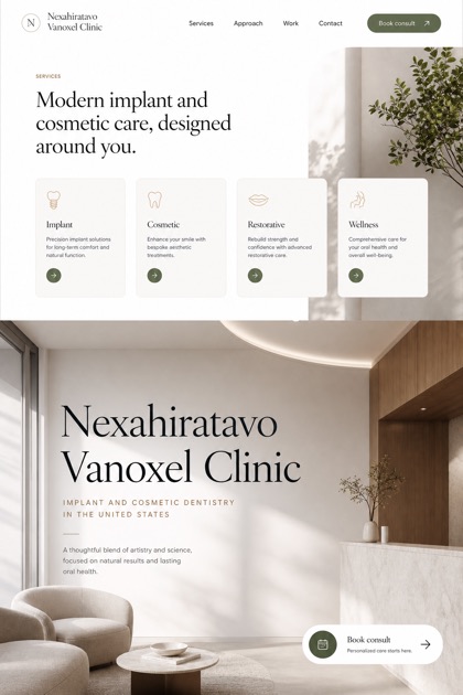 Healthcare website design for United States, showing a clear opening, service information, supporting content, and a focused inquiry action.