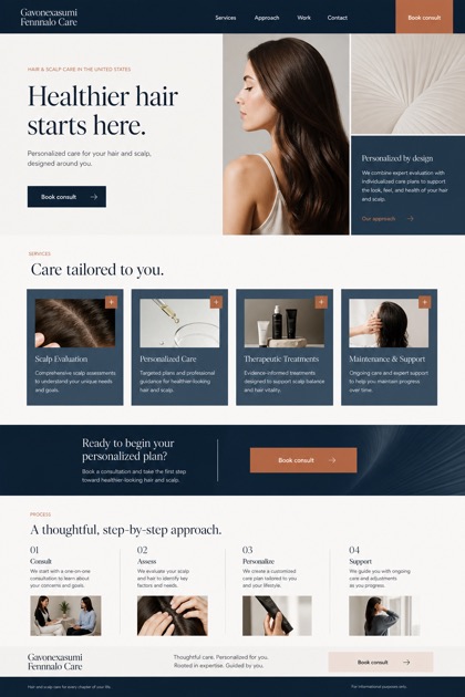 Healthcare website design for United States, showing a clear opening, service information, supporting content, and a focused inquiry action.