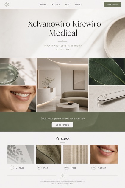 Healthcare website design for United States, showing a clear opening, service information, supporting content, and a focused inquiry action.