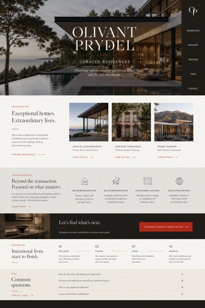 Property website design for United States, showing a clear opening, service information, supporting content, and a focused inquiry action.