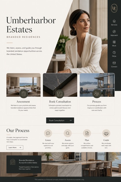 Property website design for United States, showing a clear opening, service information, supporting content, and a focused inquiry action.