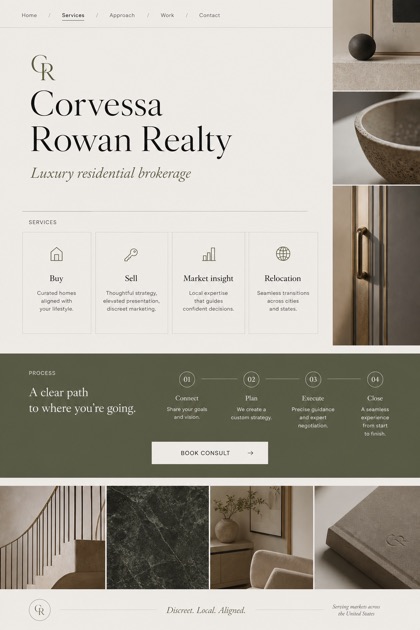 Property website design for United States, showing a clear opening, service information, supporting content, and a focused inquiry action.