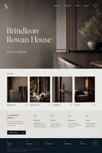 Property website design for United States, showing a clear opening, service information, supporting content, and a focused inquiry action.
