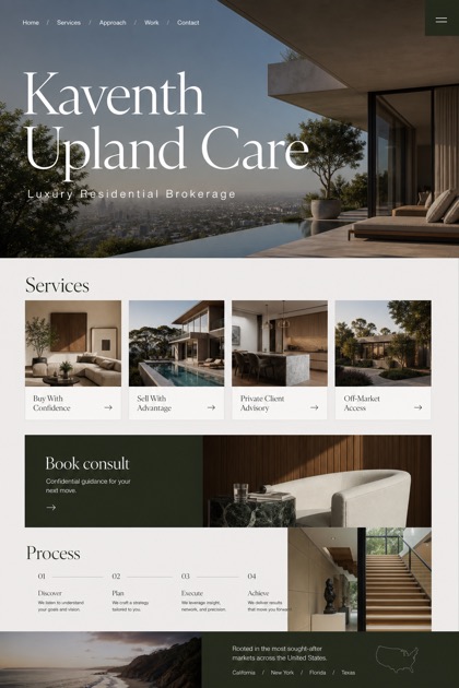 Property website design for United States, showing a clear opening, service information, supporting content, and a focused inquiry action.
